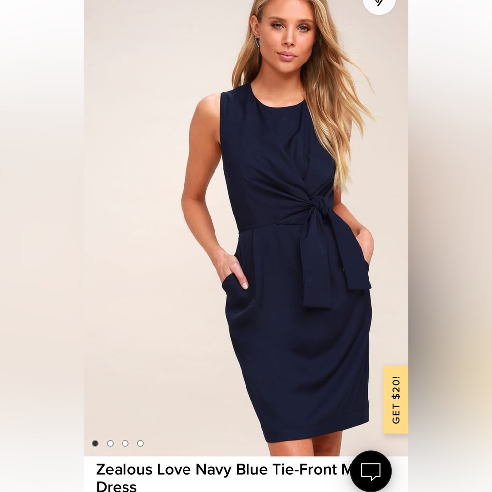 NWT - Lulu’s Zealous Love Navy Blue Tie-Front Midi Dress
